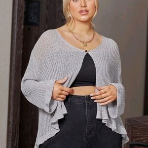 Frill Trim Button Detail Cardigan